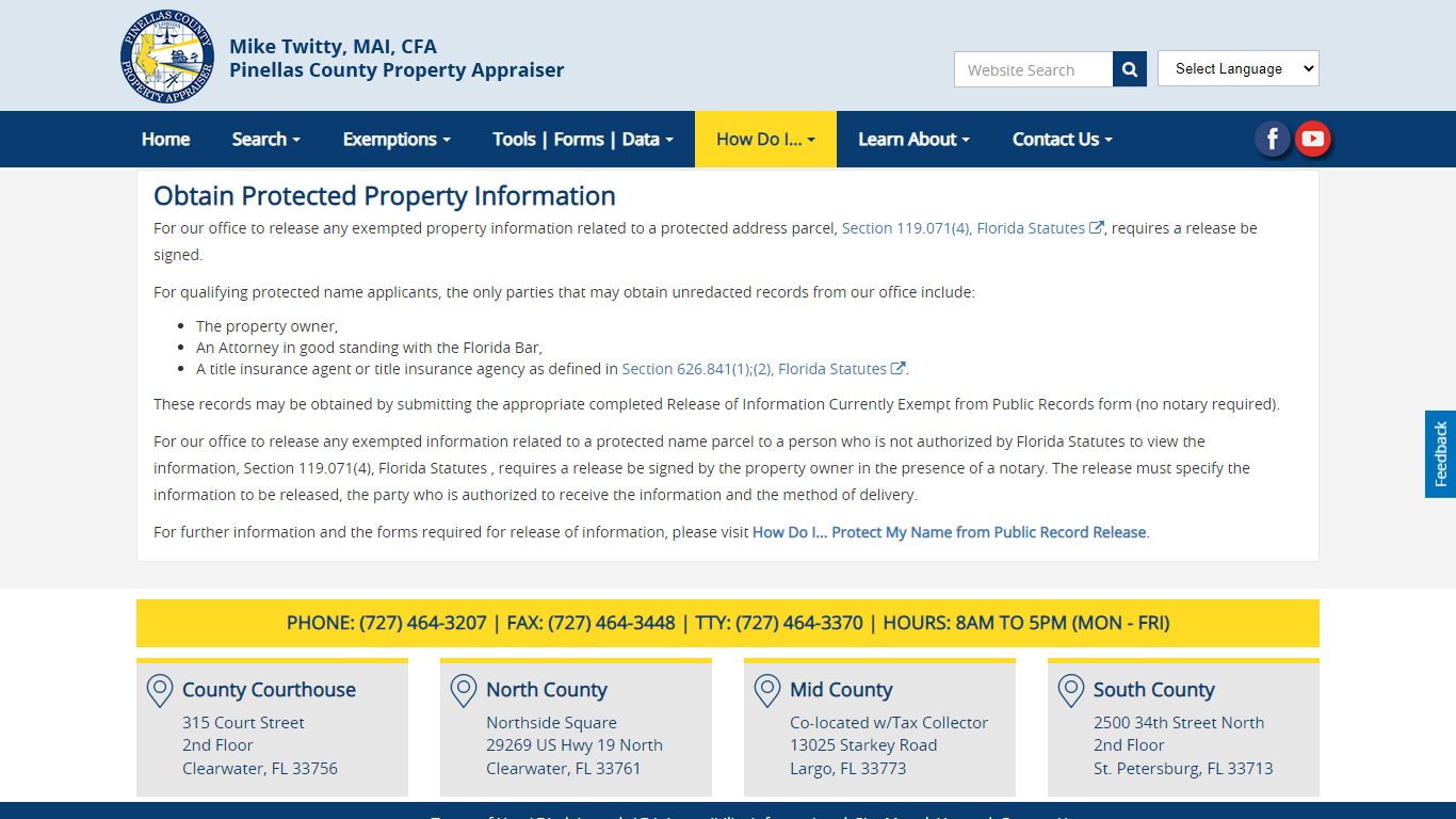 Protected Property Information | Pinellas County Property Appraiser